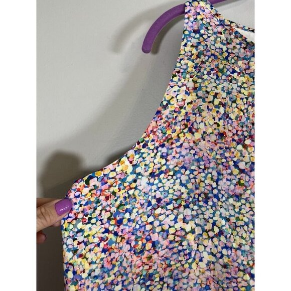 Adrienne Vittadini Top Women L Pink Tank Summer Office Feminine Retro 80s Artsy - Picture 3 of 10